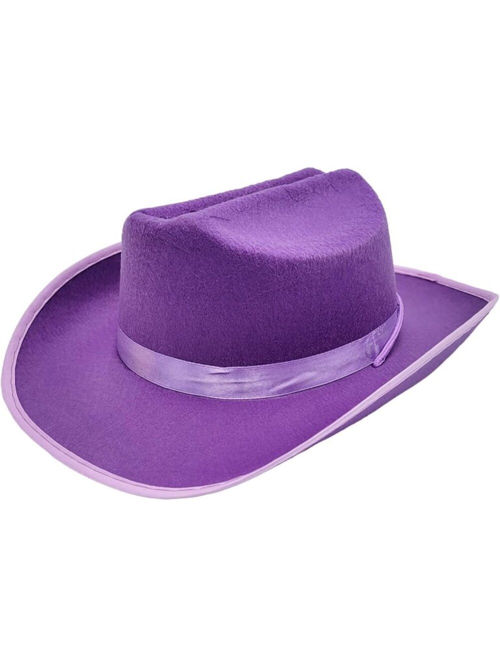 Kids Purple Fabric Felt Costume Strap Western Cowboy Hat 22 Circumference